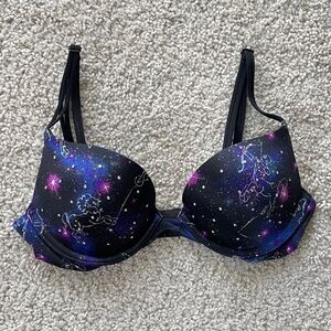 Victoria's Secret Retro Very Sexy Push Up Constellation Zodiac Bra 32B Black
